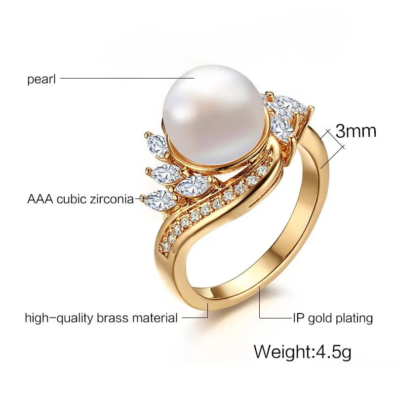 Creamy Pearl Gold Venus Ring