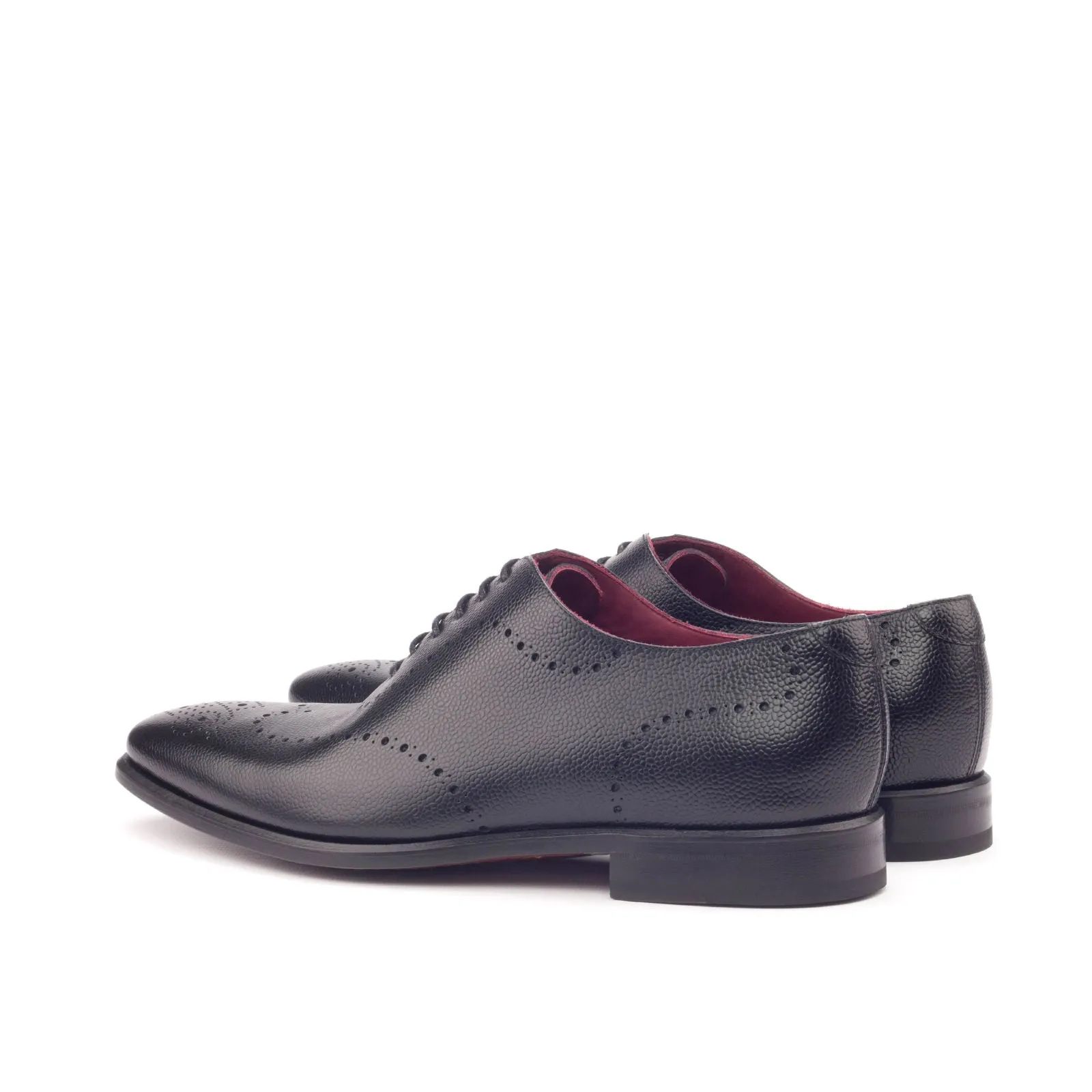 DapperFam Giuliano in Black Men's Italian Pebble Grain Leather Whole Cut