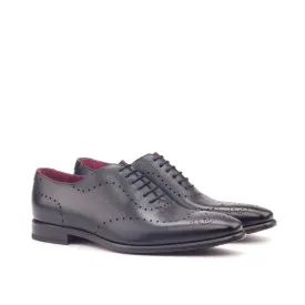DapperFam Giuliano in Black Men's Italian Pebble Grain Leather Whole Cut