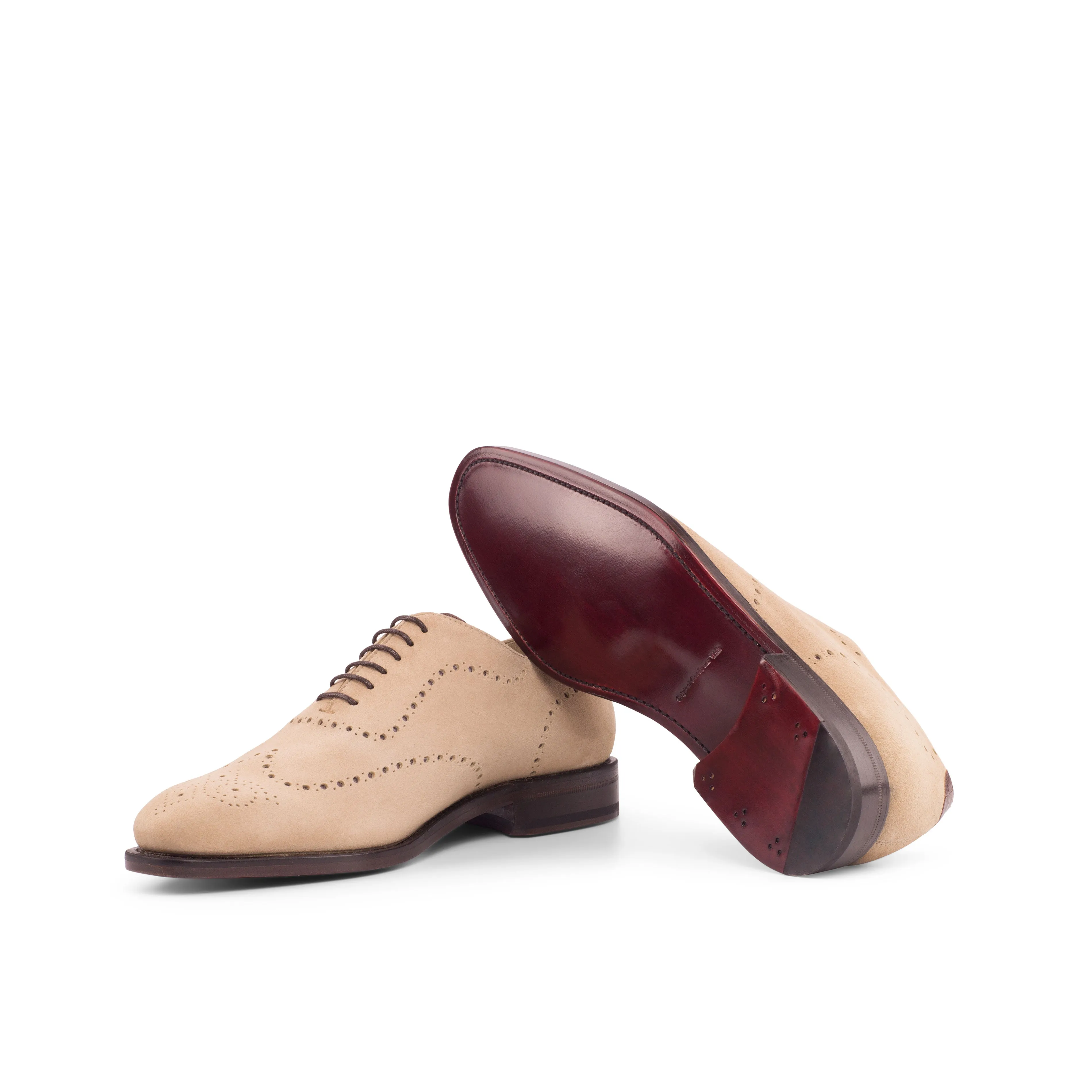 DapperFam Giuliano in Taupe / Dark Brown Men's Italian Croco Embossed Leather & Italian Suede Whole Cut