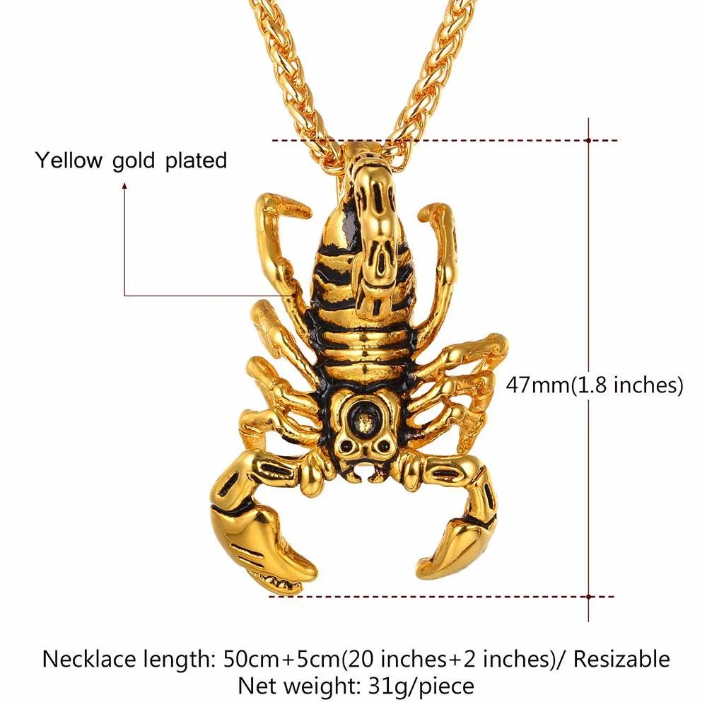 Gold Scorpio Pendant Necklace
