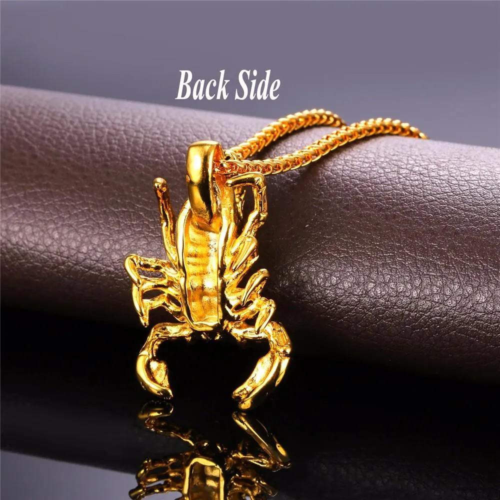 Gold Scorpio Pendant Necklace