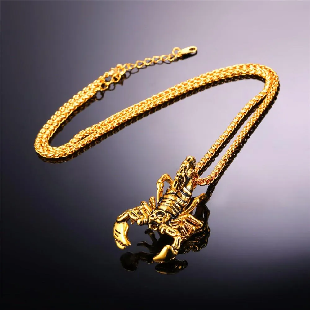 Gold Scorpio Pendant Necklace