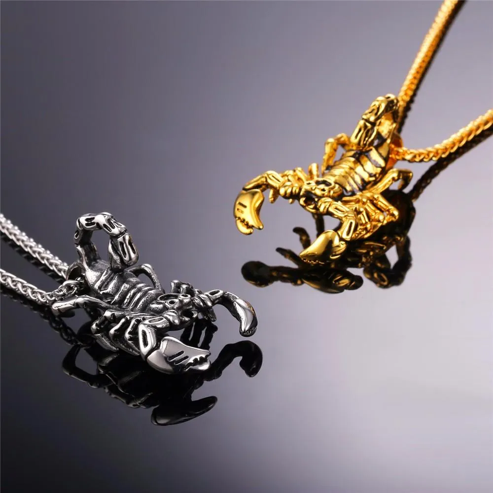 Gold Scorpio Pendant Necklace