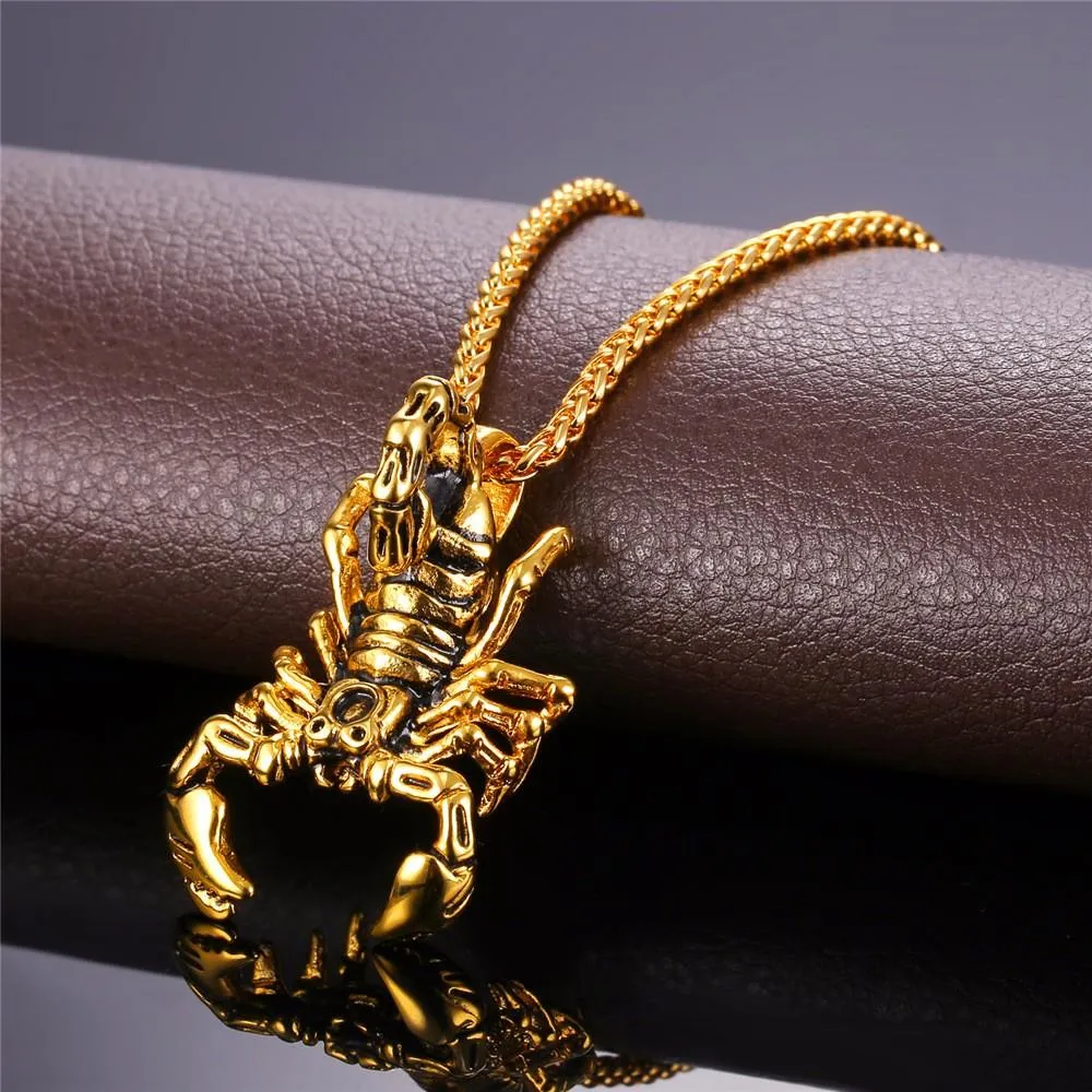 Gold Scorpio Pendant Necklace