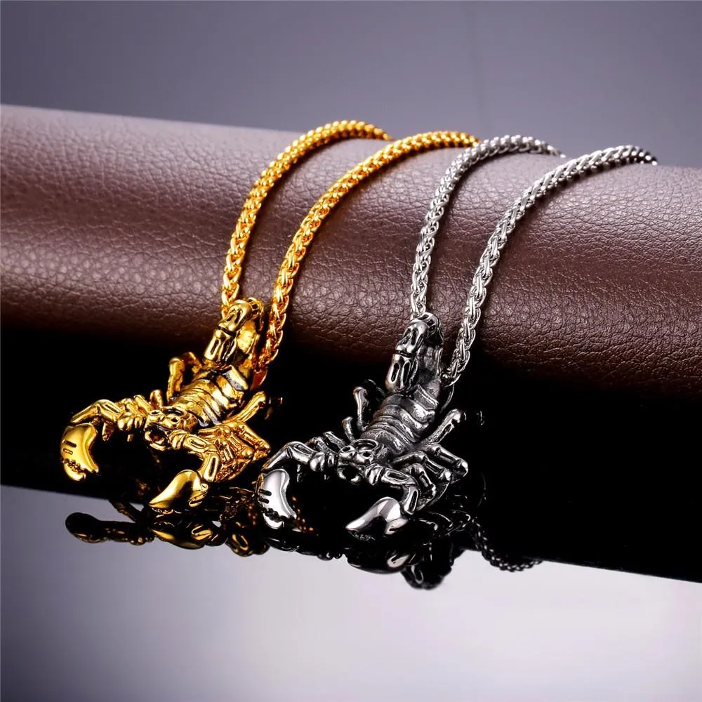 Gold Scorpio Pendant Necklace