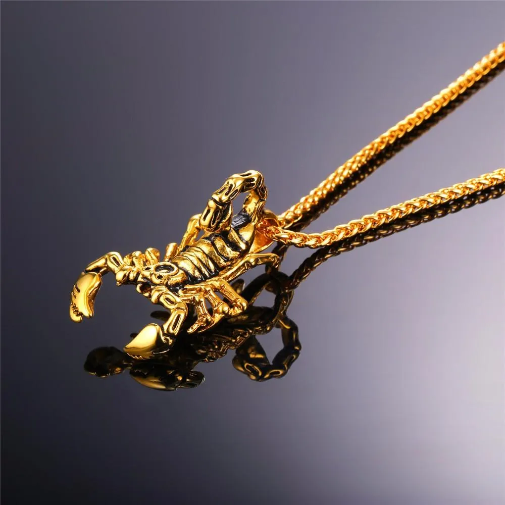 Gold Scorpio Pendant Necklace